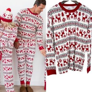Hanna Andersson Christmas Dear Deer Adult Long John Pajama Top M